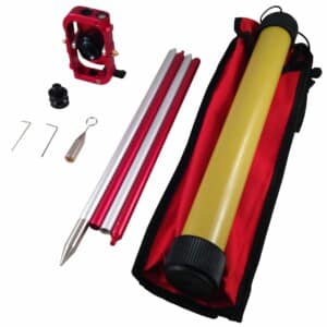 Mini prism set for surveying with a total station.