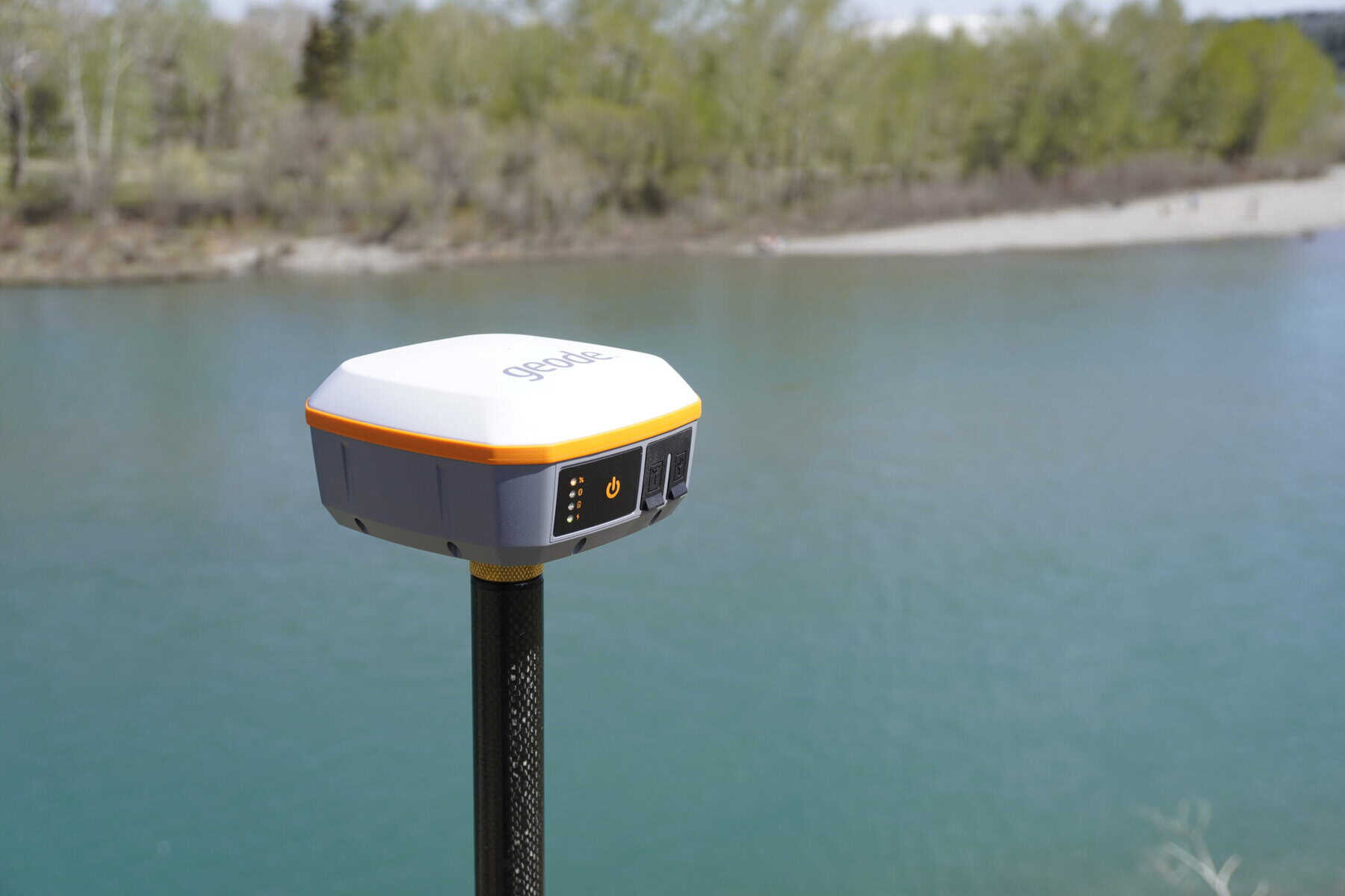 Juniper Geod Sub meter GPS receiver mounted on survey pole for GIS data collection